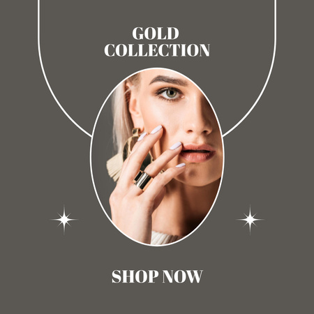 Grey Sale of Golden Rings Collection Instagram Šablona návrhu