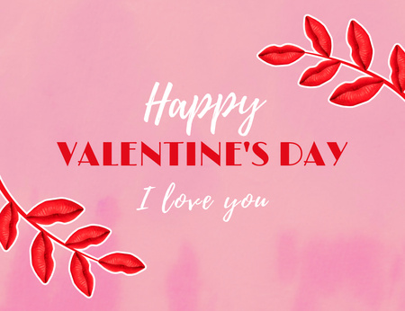 Plantilla de diseño de Declaración de amor para el día de San Valentín en rosa Thank You Card 5.5x4in Horizontal 