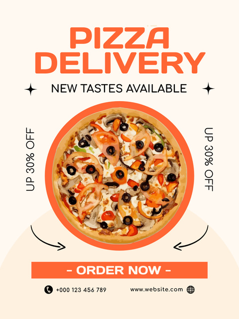 New Pizza Delivery Offer Poster US Design Template