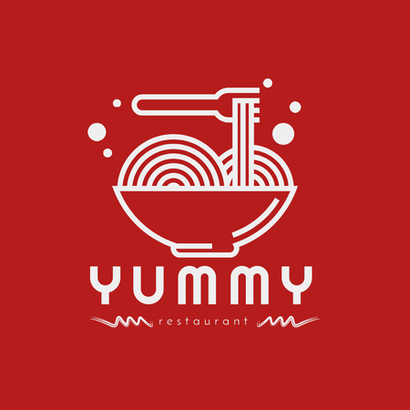 Ontwerpsjabloon van Animated Logo van De advertentie van Yummy Chinese Noodles Restaurant op rood