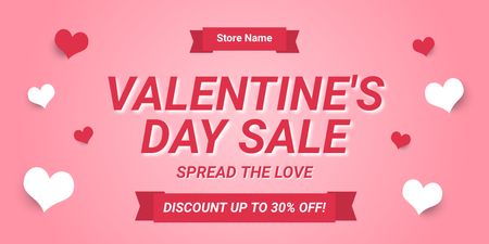 Valentine's Day Sale on Pink Twitter Design Template