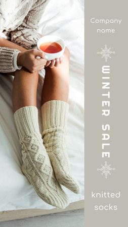 Knitted Socks Winter Sale Announcement Instagram Story Design Template