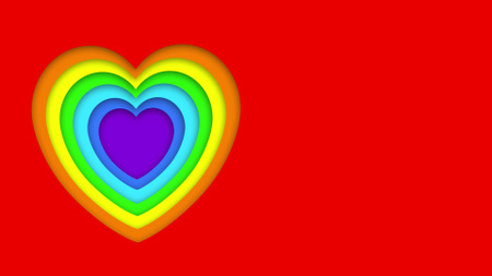 Ystävänpäivä kirkkaan värikkäällä sydämellä Zoom Background Design Template