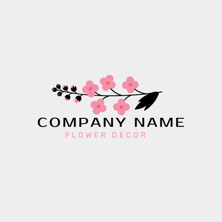 Blooming Twig For Flower Decor Promotion Animated Logo Design Template