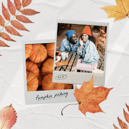 Autumn Inspiration with Cute Couple and Pumpkins Instagram Modelo de Design