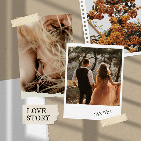 Beautiful Love Story with Cute Couple Animated Post Design Template