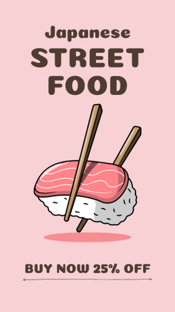 Japanese Street Food Ad with Sushi on Chopsticks Instagram Story tervezősablon