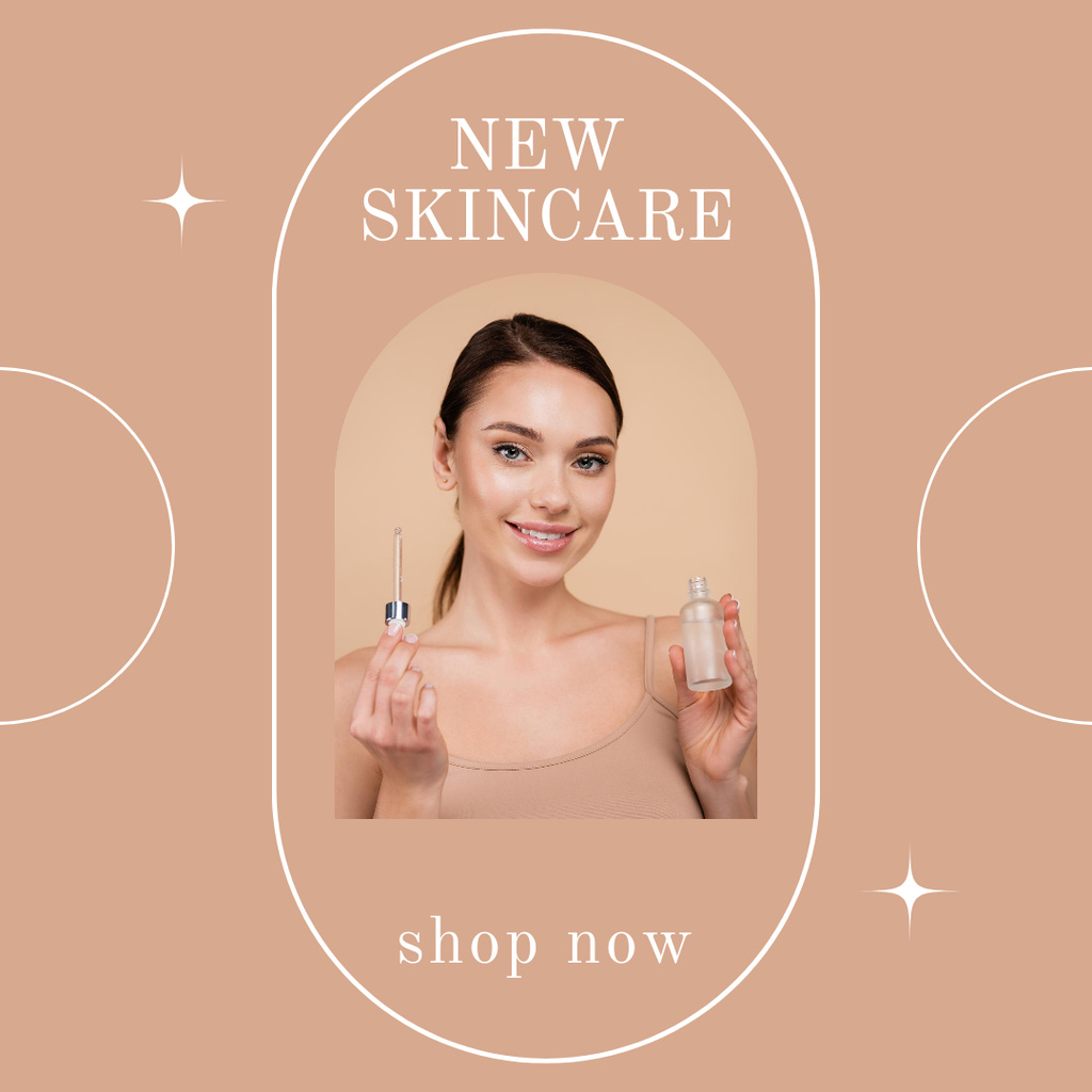 Designvorlage Cutting-Edge Skin Care Products Promotion In Beige für Instagram