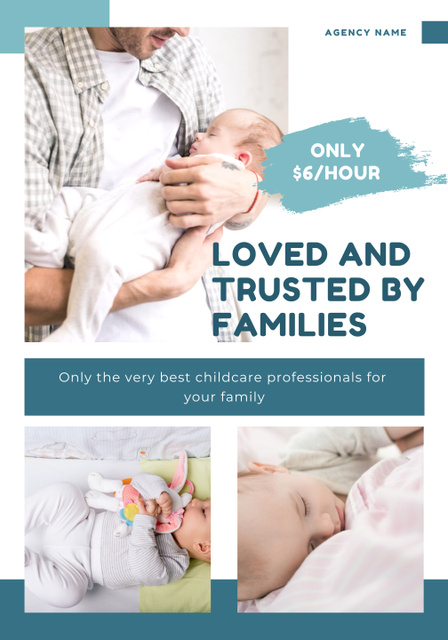Designvorlage Best Babysitting Service Promotion with Collage für Poster 28x40in