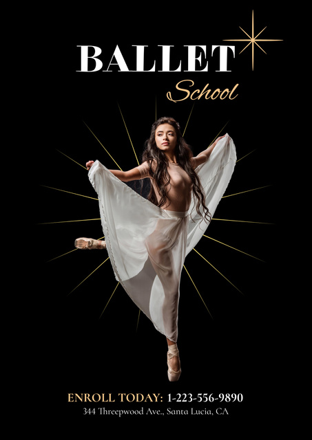 Platilla de diseño Ballet School Ad Poster
