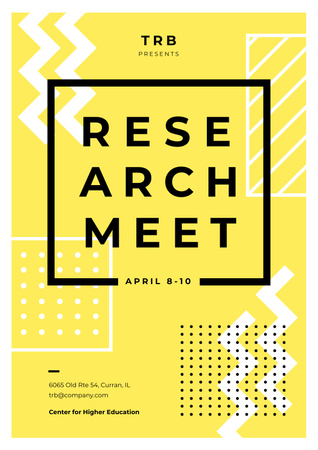 Plantilla de diseño de Reunión De Investigación En Abril Y Patrón Geométrico Minimalista Poster 