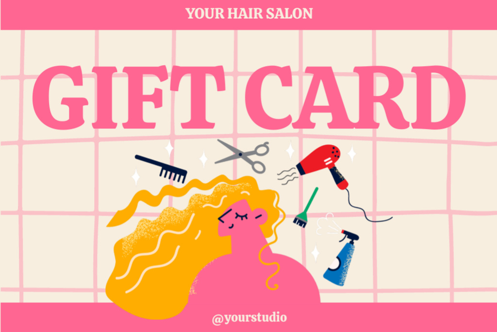 Ontwerpsjabloon van Gift Certificate van Special Offer of Haircut in Beauty Salon