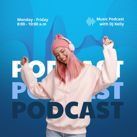Music Episode with Dancing Girl Podcast Cover Design Template