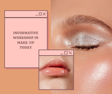 Makeup Workshop Announcement with Glowing Female Skin Facebook Design Template