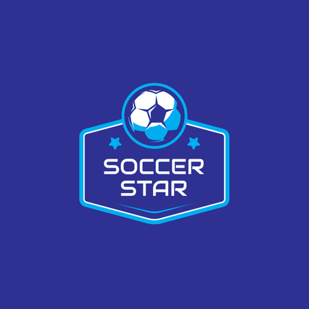 Emblem of Soccer Club with Ball and Stars Logo Design Template