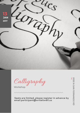 Designvorlage Calligraphy Workshop Announcement Decorative Letters für Flayer