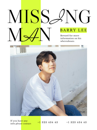 Announcement of Missing Guy Poster US tervezősablon