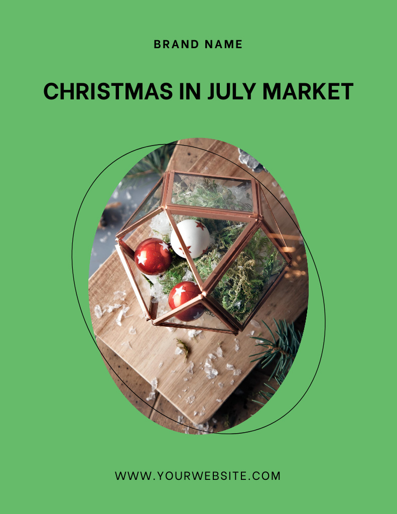 Best Offers of Decor on Christmas Market in July Flyer 8.5x11in Πρότυπο σχεδίασης