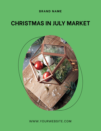 Plantilla de diseño de Las mejores ofertas de decoración en el Mercado de Navidad de julio Flyer 8.5x11in 