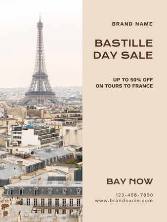 Bastille Day Sale Announcement Poster US Design Template