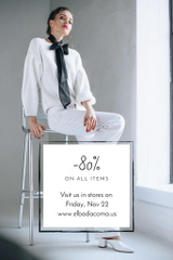 Black Friday Sale with Woman in White Clothes