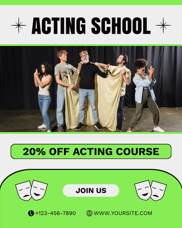 Platilla de diseño Offer Discounts on Acting Courses at School Instagram Post Vertical