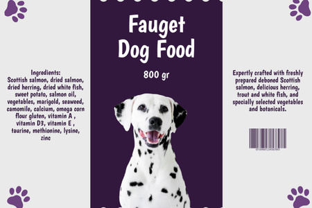 Ontwerpsjabloon van Label van Vers Hondenvoer Met Beschrijving Aanbieding