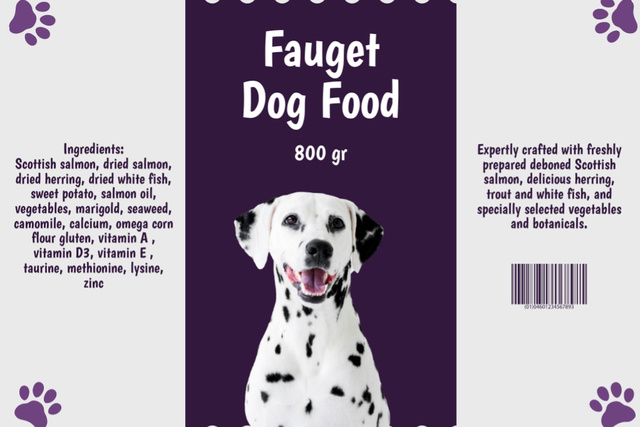 Fresh Dog Food With Description Offer Label tervezősablon