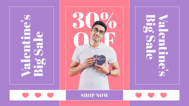 Modèle de visuel Big Valentine's Day Sale with Man in Love - FB event cover
