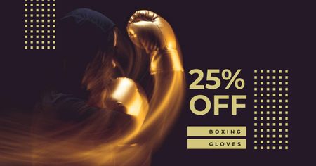Boxing Gloves Discount Sale Offer Facebook AD Design Template