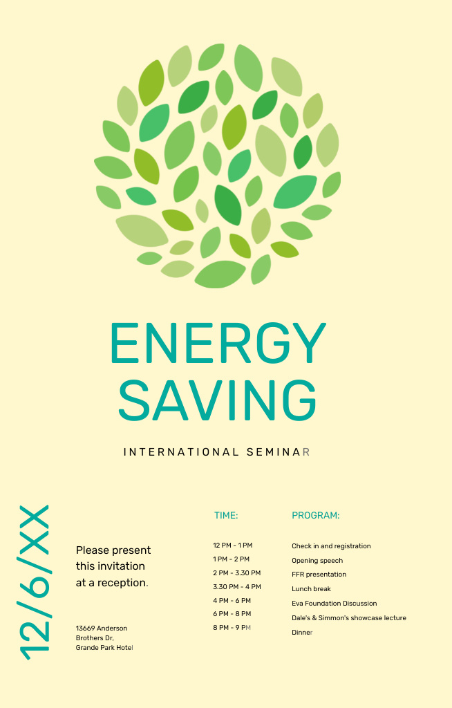 Energy Saving Seminar With Schedule Invitation 4.6x7.2in tervezősablon
