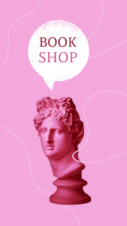 Book Shop Ad with Antique Statue Instagram Video Story Tasarım Şablonu
