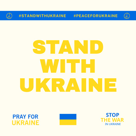 Designvorlage Motivation, mit der Flagge an der Seite der Ukraine zu stehen für Instagram