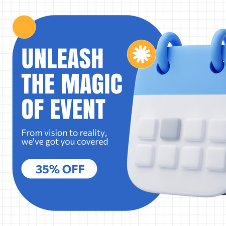 Discount on Organizing an Event on Blue Instagram AD Design Template