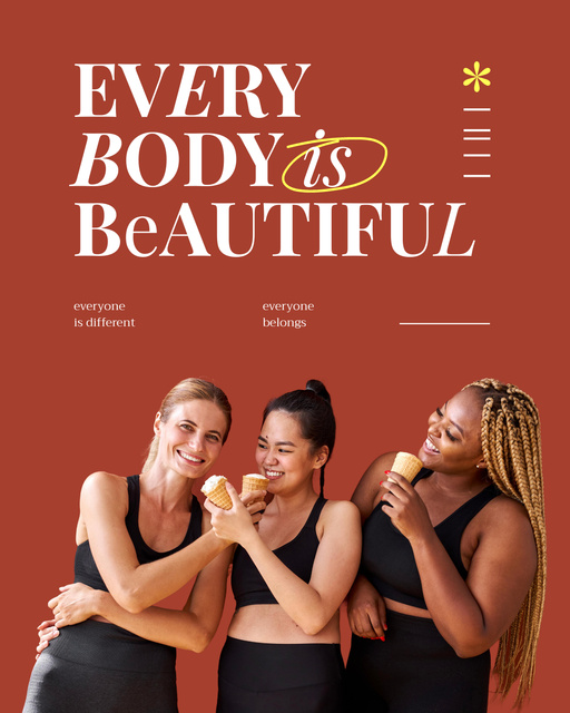 Protest against Body Shaming with Multiracial Girls Poster 16x20in Πρότυπο σχεδίασης