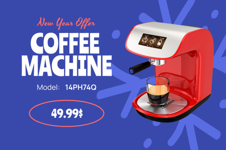 Designvorlage New Year Sale Offer of Coffee Machine für Label