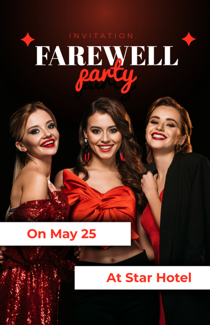 Farewell Party Announcement with Photo of Women Invitation 5.5x8.5in Tasarım Şablonu
