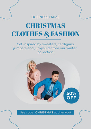 Clothing Christmas Sale Poster Design Template