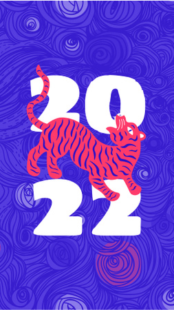 Designvorlage New Year Greeting with Cute Tiger für Instagram Story