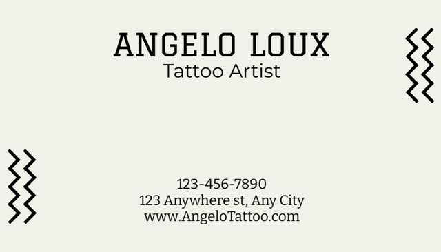 Ontwerpsjabloon van Business Card US van Tattoo Art Services Offer With Cute Illustration