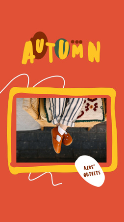 Kids Outfits Offer with Child in Autumn Shoes Instagram Video Story Design Template