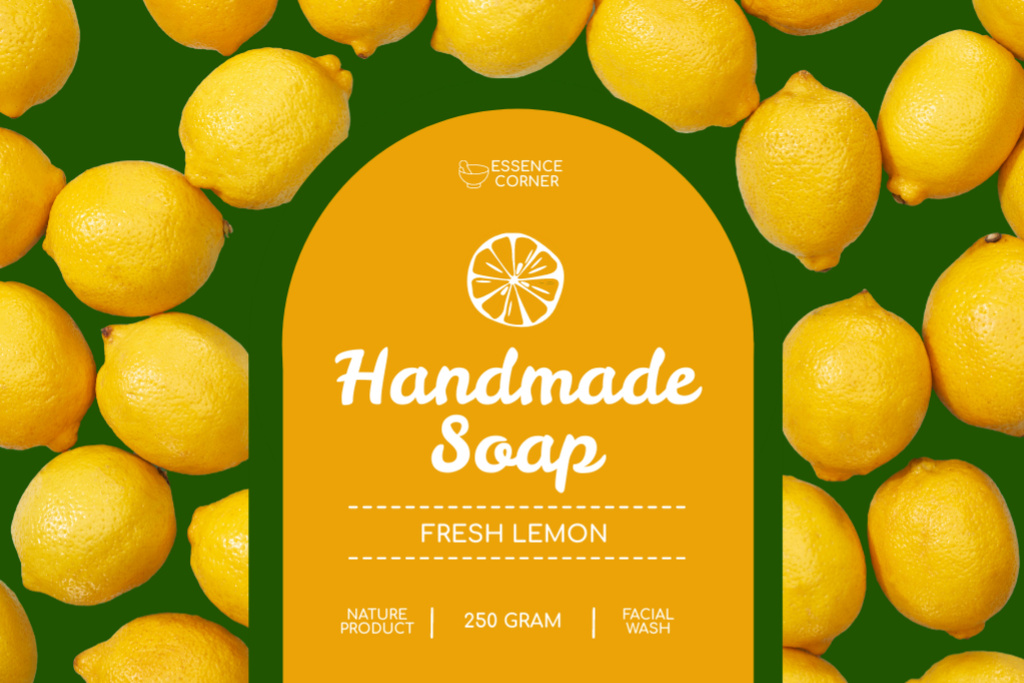 Amazing Handmade Lemon Soap Offer Label Modelo de Design