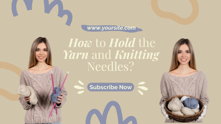 Knitting with Needles for Beginners Youtube Thumbnail Design Template