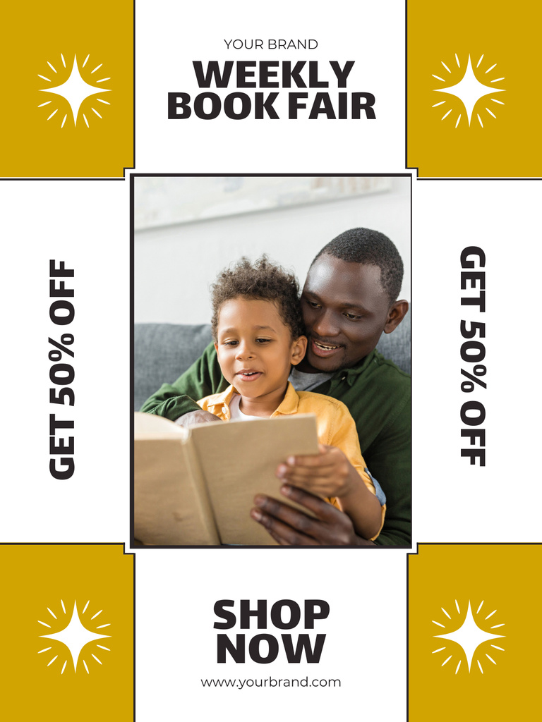 Weekly Book Fair for Kids and Parents Poster US – шаблон для дизайна