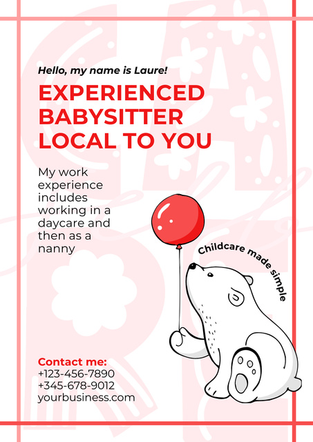 Plantilla de diseño de Babysitting Professional Introduction Card Poster 