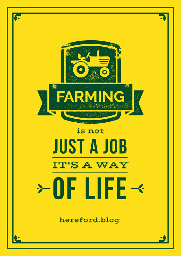 Ontwerpsjabloon van Poster van Agricultural Quote with Tractor Icon in Yellow