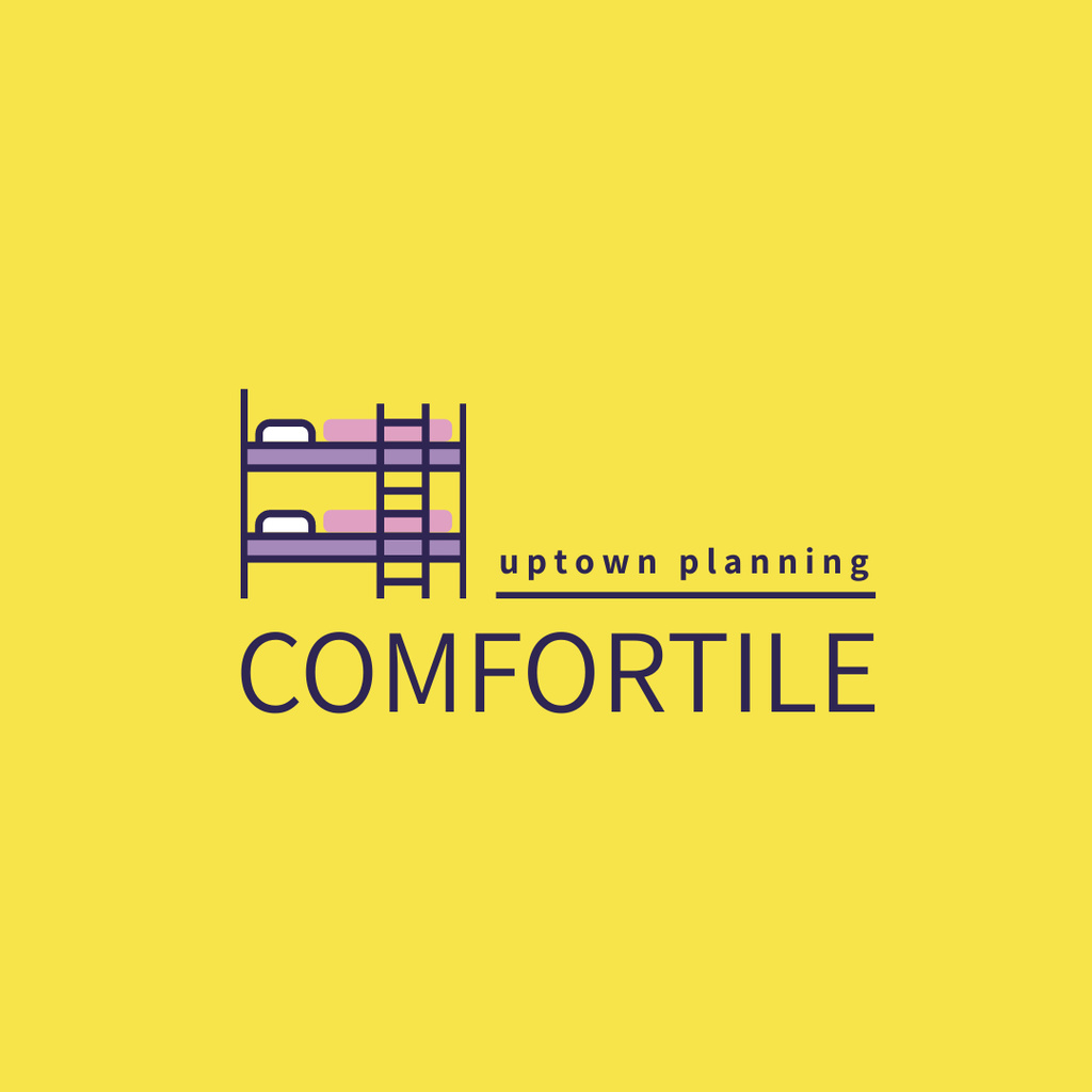 Bunk Bed Icon in Yellow Logo 1080x1080px Design Template