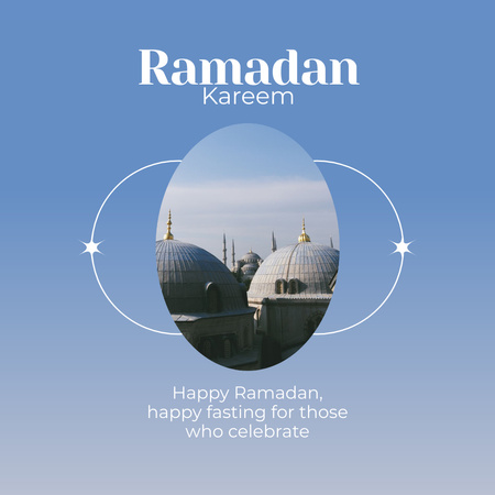 Jednoduchý modrý pozdrav o ramadánu Instagram Šablona návrhu