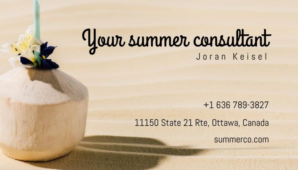 Your Summer Consultant Contact Details Business Card US Modelo de Design