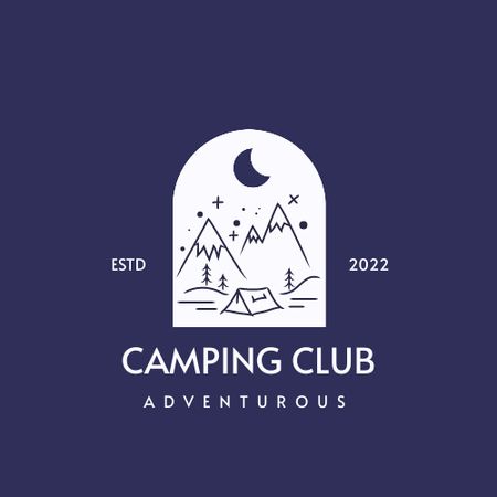Template di design Emblem with Tent and Mountains Logo